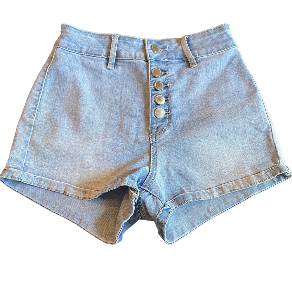 Kendall & Kylie High Rise Light Wash Denim Shorts
